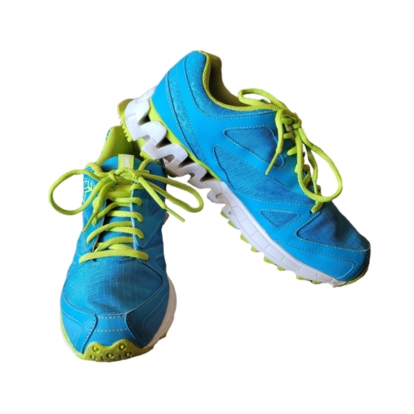Reebok Blue and Lime Green Zigtech Athletic Running Shoes Women's Size 8.5 - Picture 1 of 6